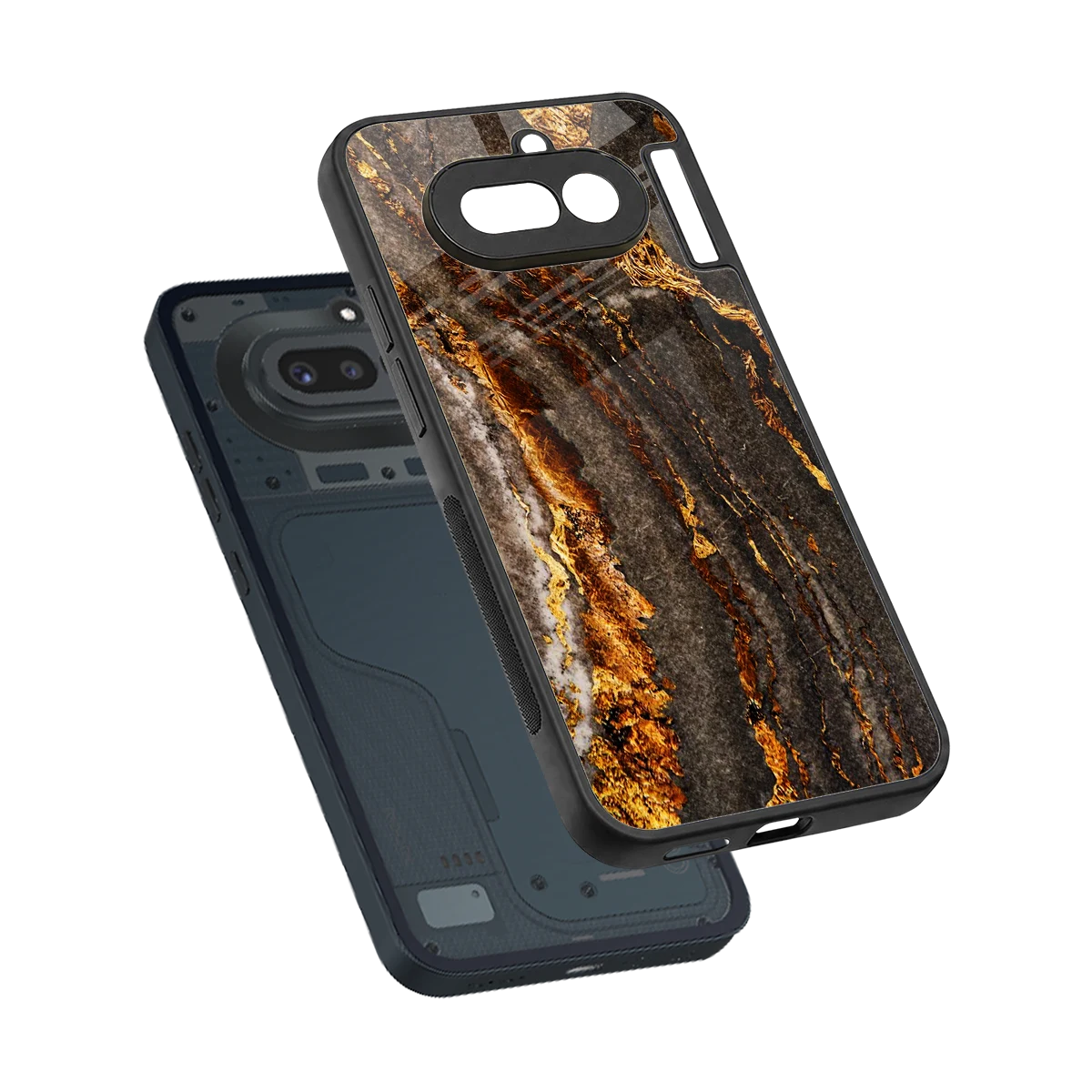Golden Blaze sleek nothing phone 4a cover with tempered glass back and TPU edges
