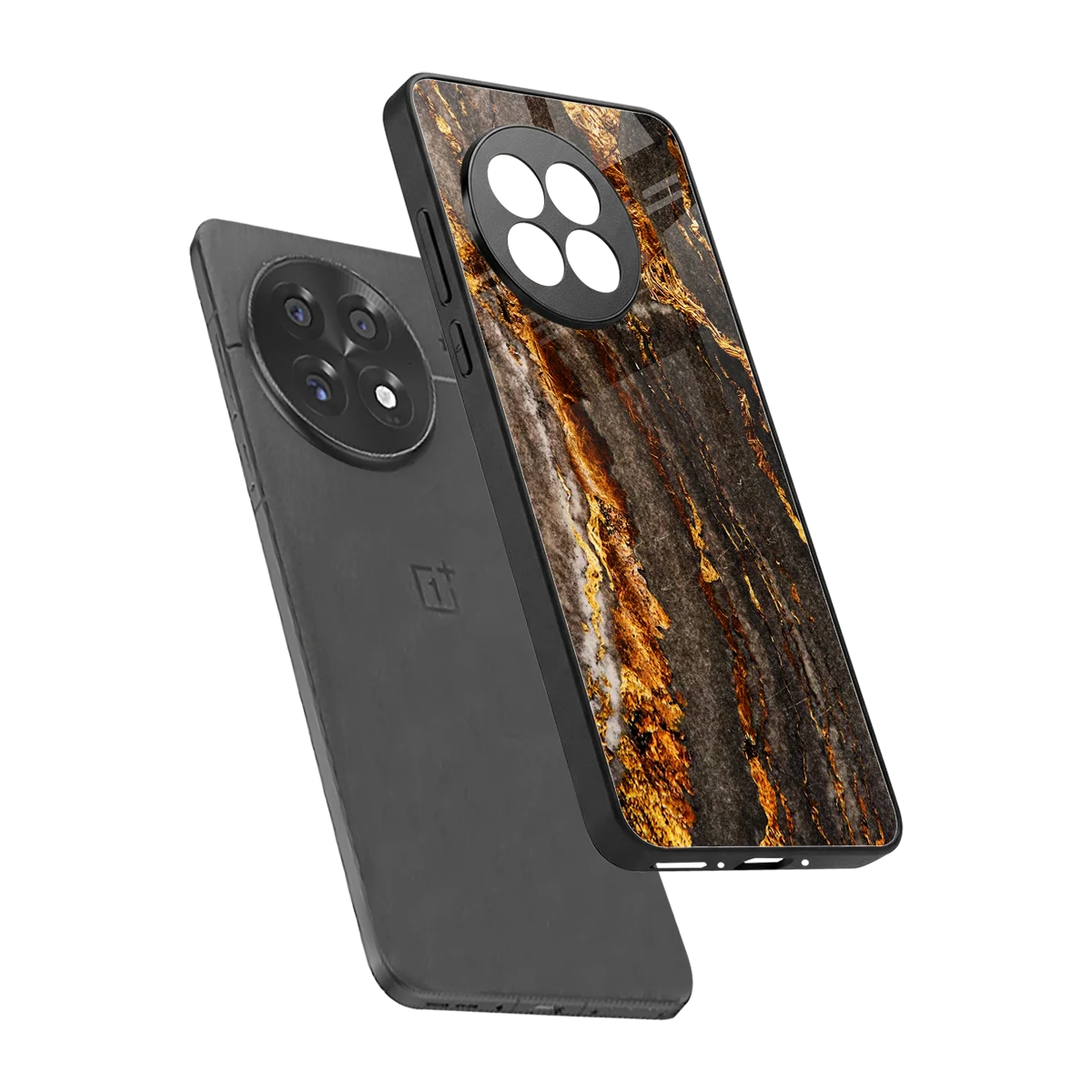 Golden Blaze sleek oneplus 13r cover with tempered glass back and TPU edges