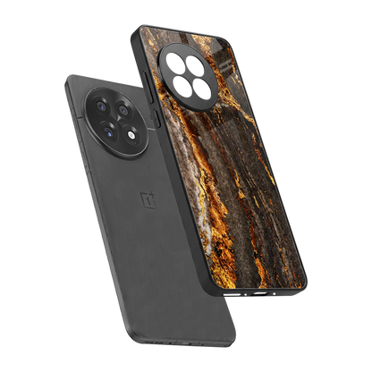 Golden Blaze sleek oneplus 13r cover with tempered glass back and TPU edges