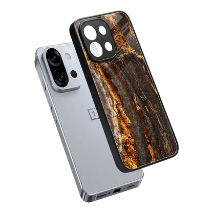 Golden Blaze sleek oneplus 13s cover with tempered glass back and TPU edges