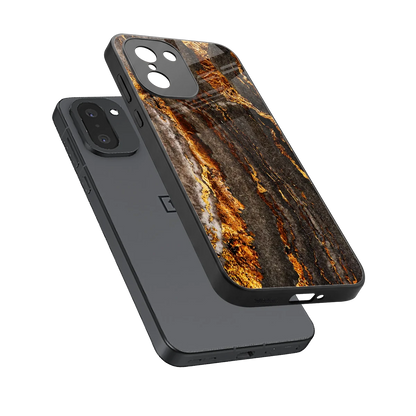 Golden Blaze sleek oneplus 15r cover with tempered glass back and TPU edges
