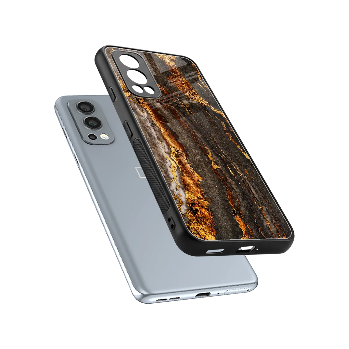 Golden Blaze sleek oneplus nord 2 cover with tempered glass back and TPU edges
