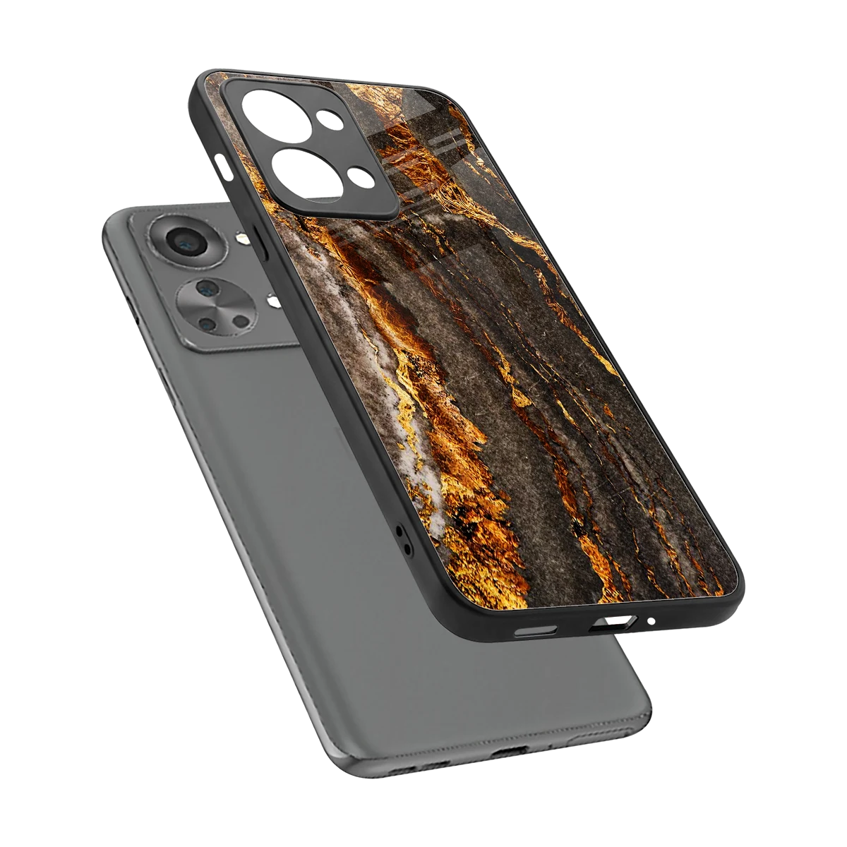 Golden Blaze sleek oneplus nord 2t cover with tempered glass back and TPU edges