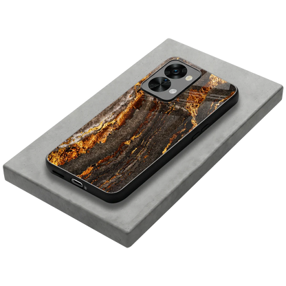 Golden Blaze stylish phone case for oneplus nord 2t | glossy glass and slim fit