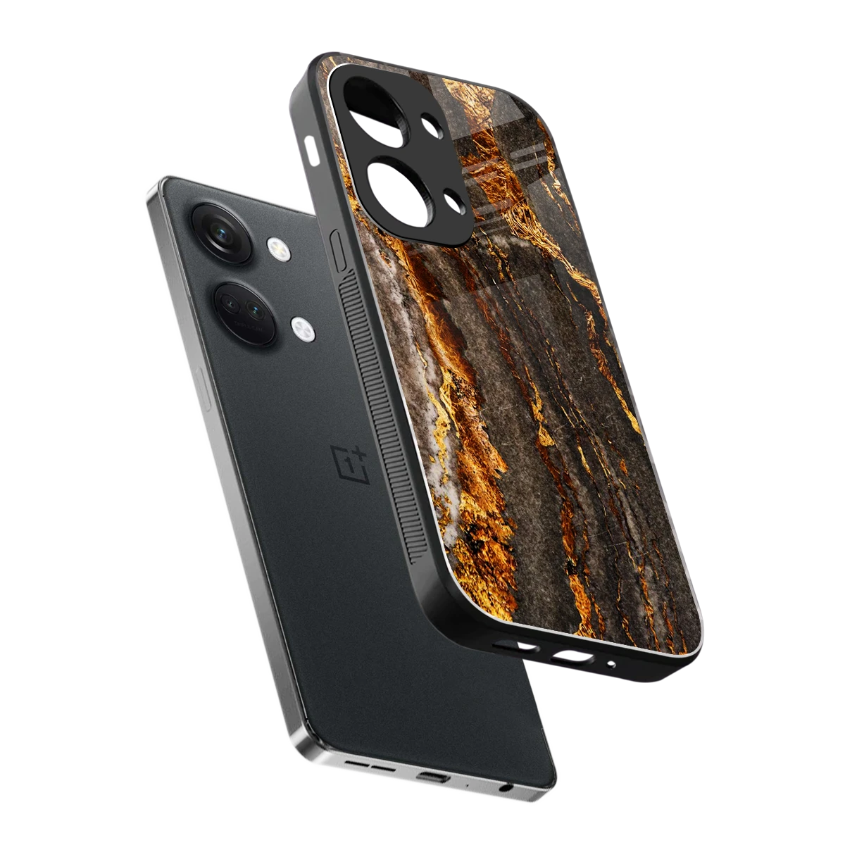 Golden Blaze sleek oneplus nord 3 cover with tempered glass back and TPU edges