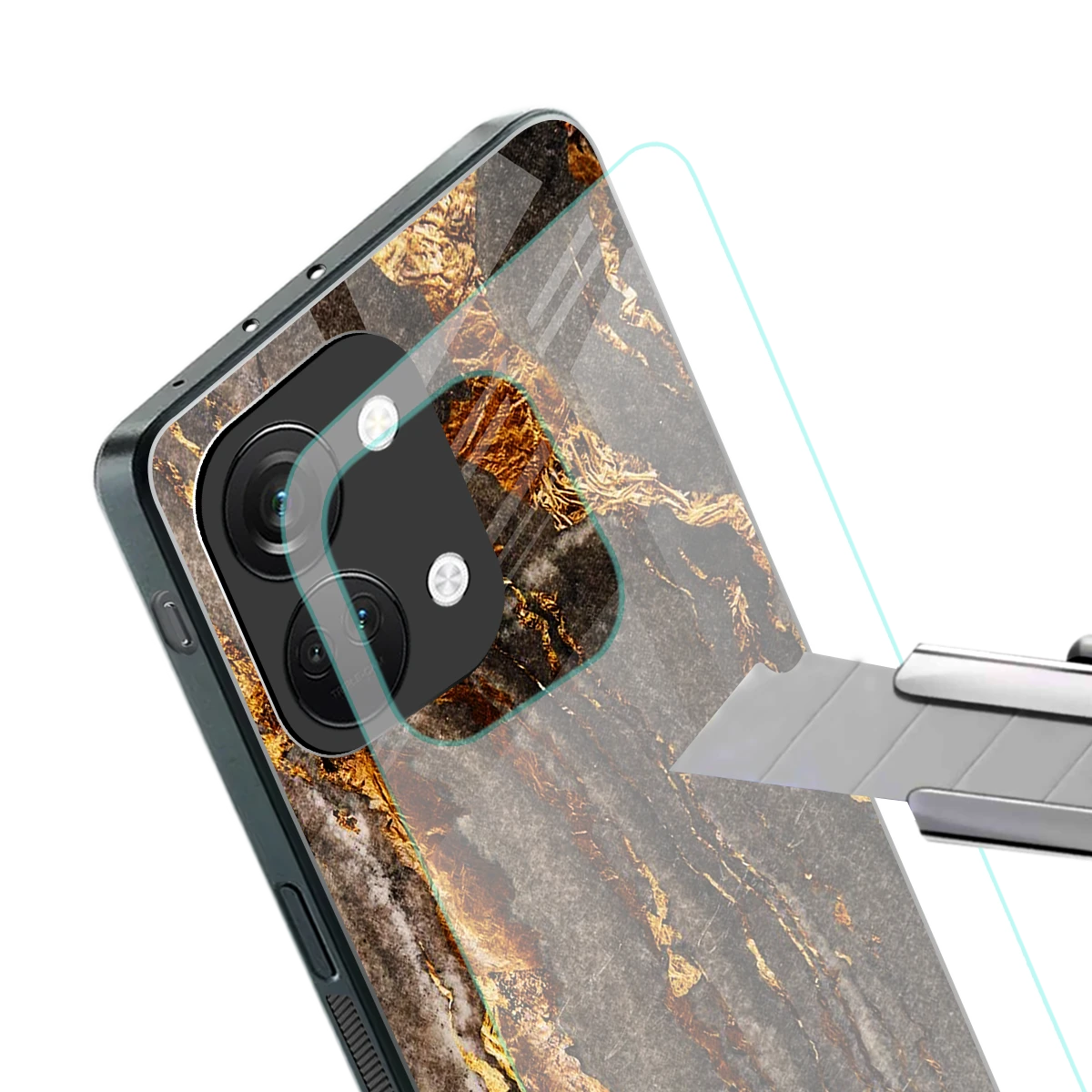 Golden Blaze stylish phone case for oneplus nord 3 | glossy glass and slim fit