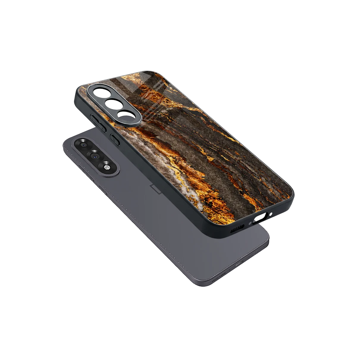 Golden Blaze sleek oneplus nord 5 cover with tempered glass back and TPU edges