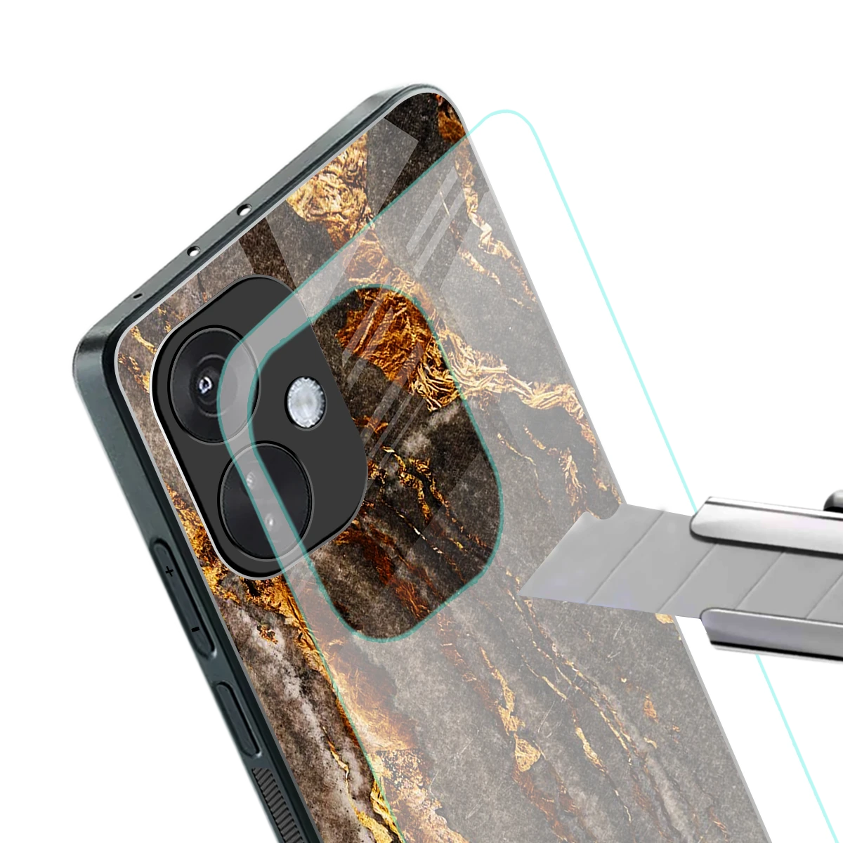 Golden Blaze stylish phone case for oneplus nord ce 3 | glossy glass and slim fit