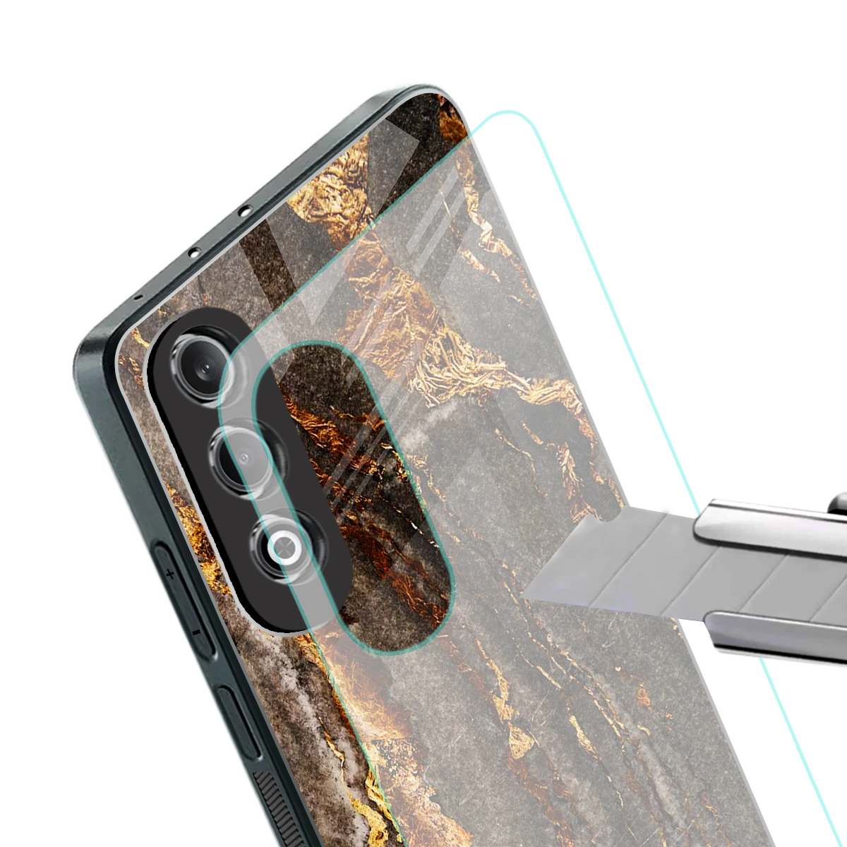 Golden Blaze stylish phone case for oneplus nord ce 4 | glossy glass and slim fit