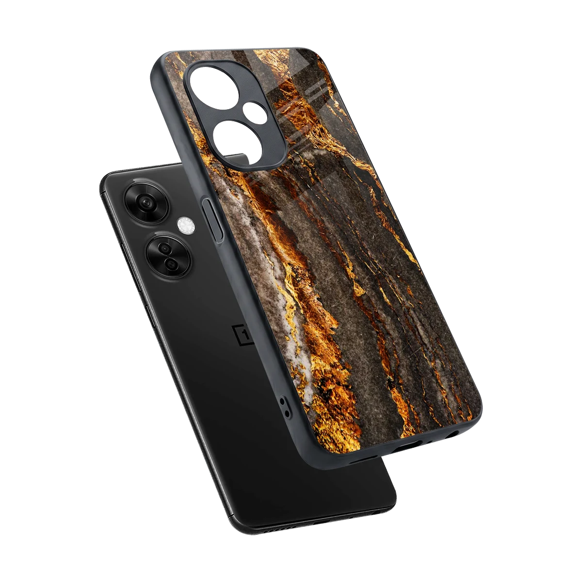 Golden Blaze sleek oneplus nord ce 3 lite cover with tempered glass back and TPU edges