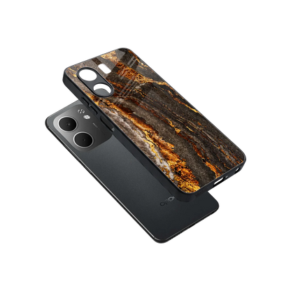 Golden Blaze sleek oppo a5x 5g cover with tempered glass back and TPU edges