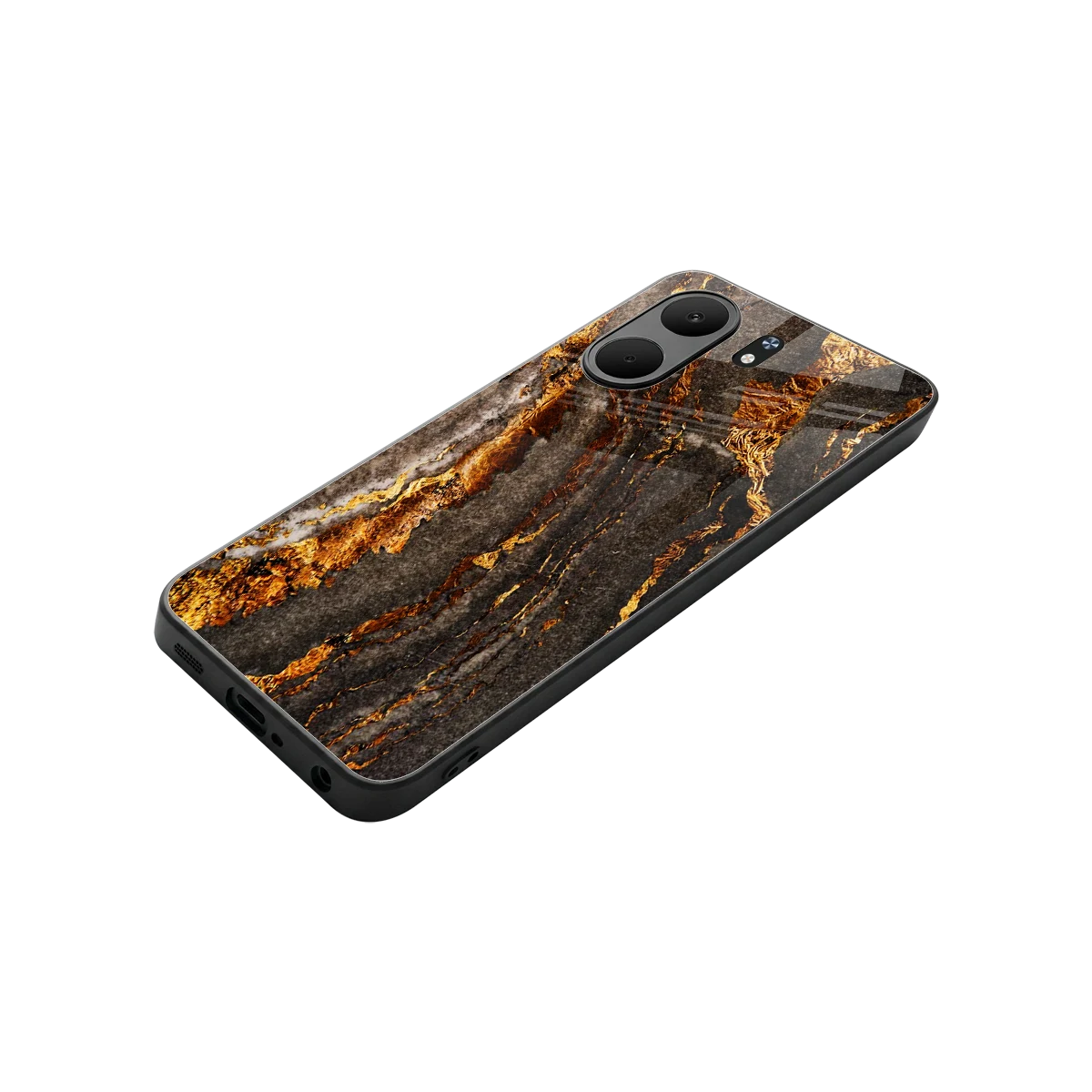 Golden Blaze stylish phone case for oppo a5x 5g | glossy glass and slim fit