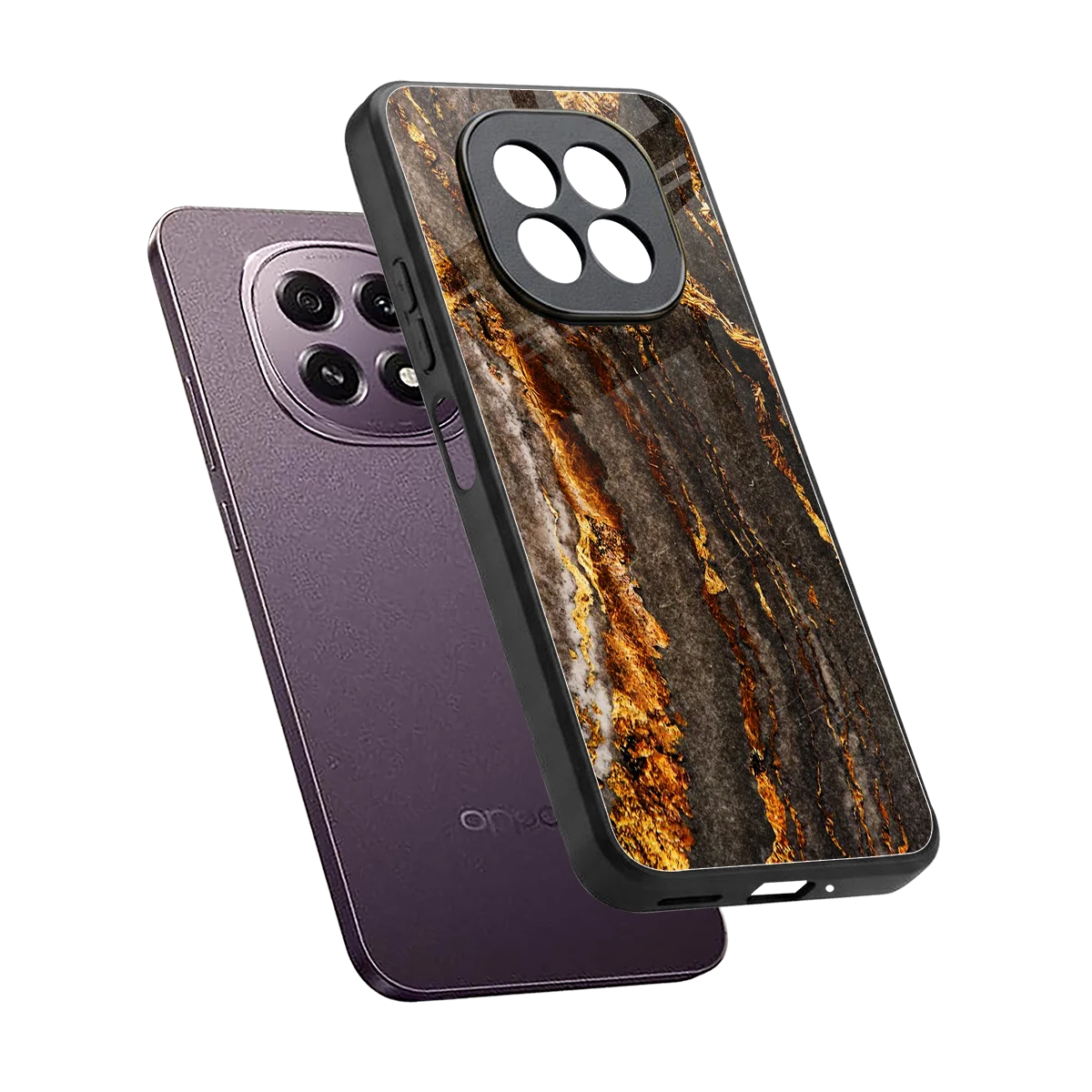 Golden Blaze sleek oppo f29 5g cover with tempered glass back and TPU edges