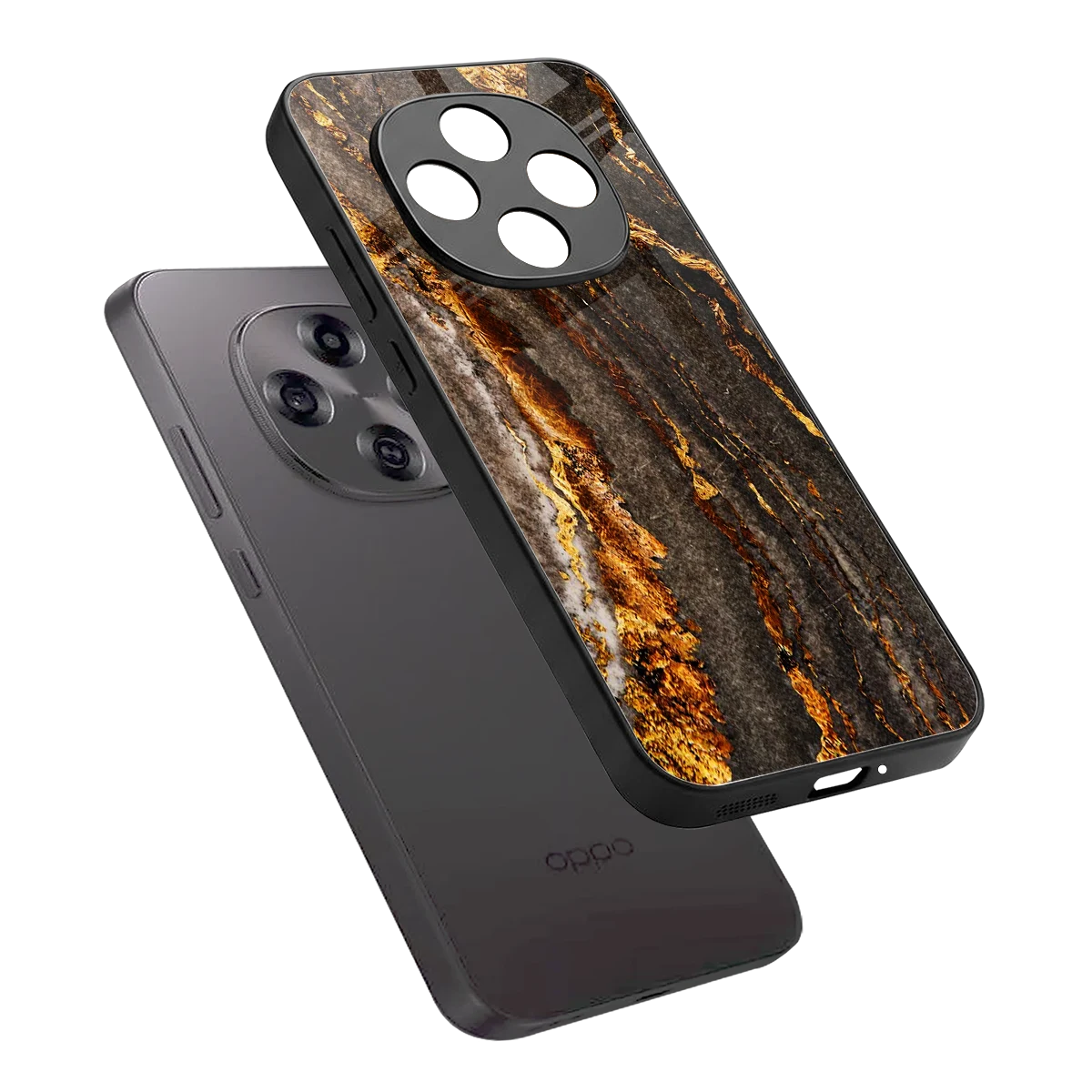 Golden Blaze sleek oppo f31 pro 5g cover with tempered glass back and TPU edges
