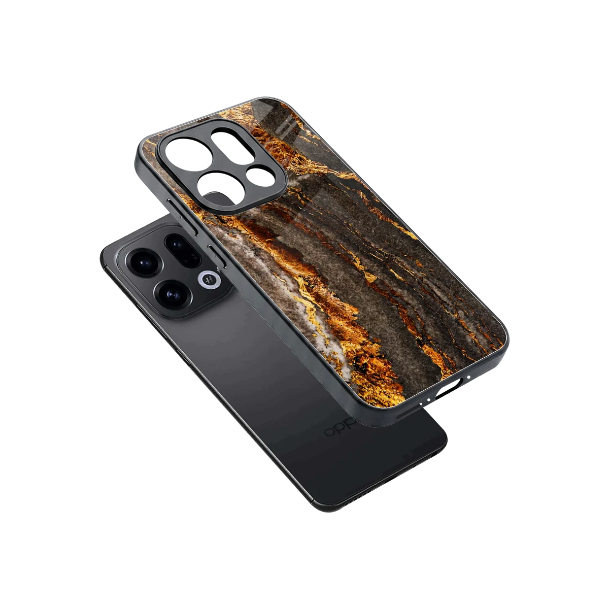 Golden Blaze sleek oppo find x9 cover with tempered glass back and TPU edges