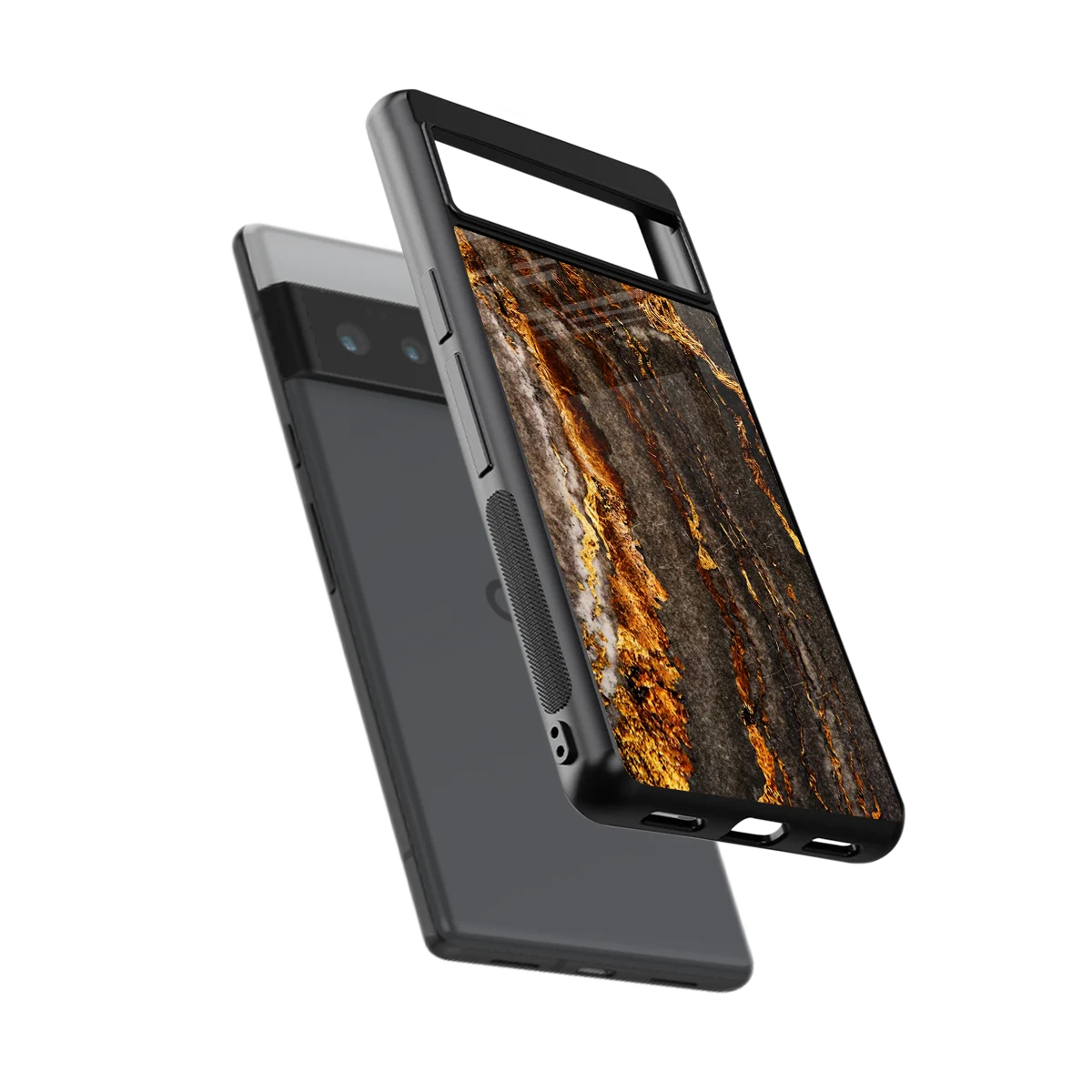 Golden Blaze sleek google pixel 6 pro cover with tempered glass back and TPU edges