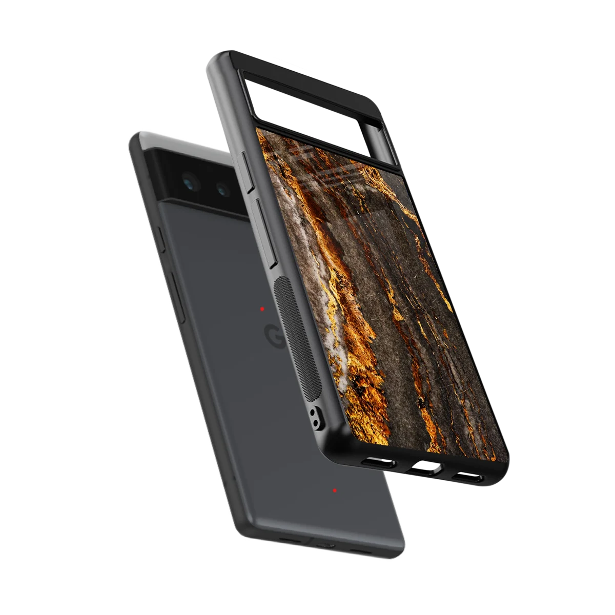 Golden Blaze sleek google pixel 6a cover with tempered glass back and TPU edges