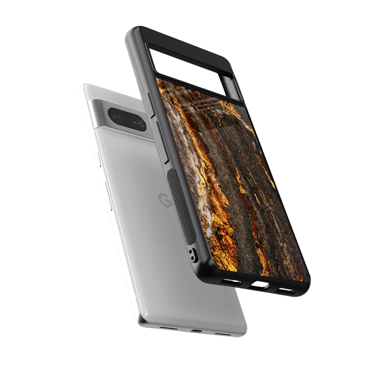 Golden Blaze sleek google pixel 7a cover with tempered glass back and TPU edges