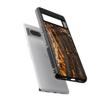 Golden Blaze sleek google pixel 7 cover with tempered glass back and TPU edges