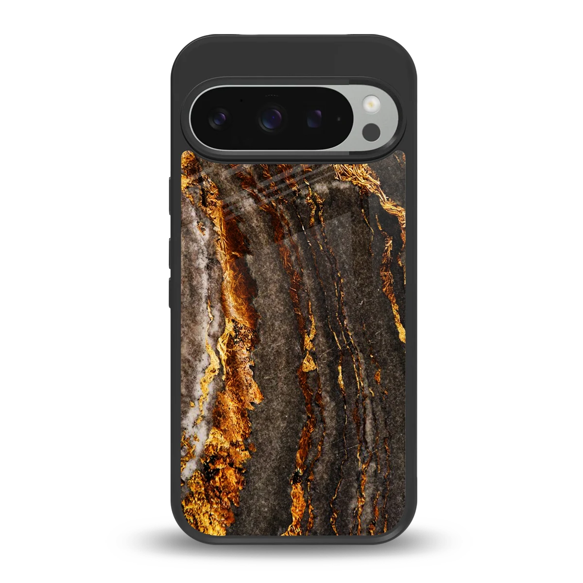Golden Blaze back phone cover | glass case for google pixel 9 pro