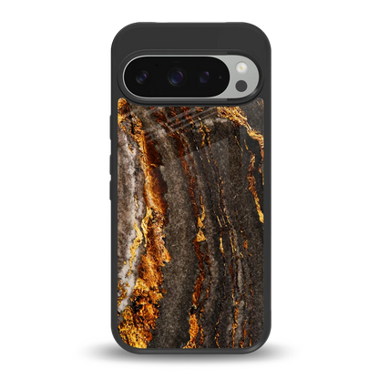 Golden Blaze back phone cover | glass case for google pixel 9 pro