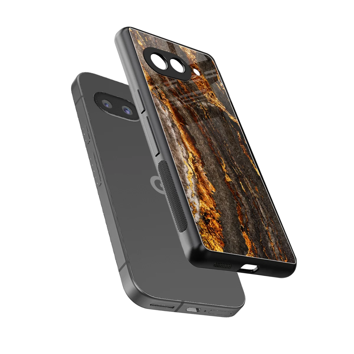 Golden Blaze sleek google pixel 10a cover with tempered glass back and TPU edges