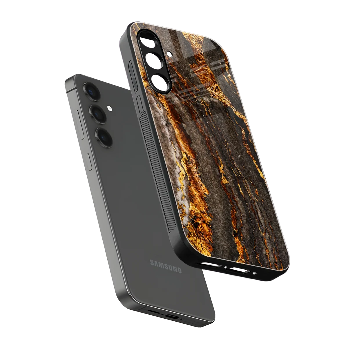 Golden Blaze sleek samsung galaxy a16 5g cover with tempered glass back and TPU edges