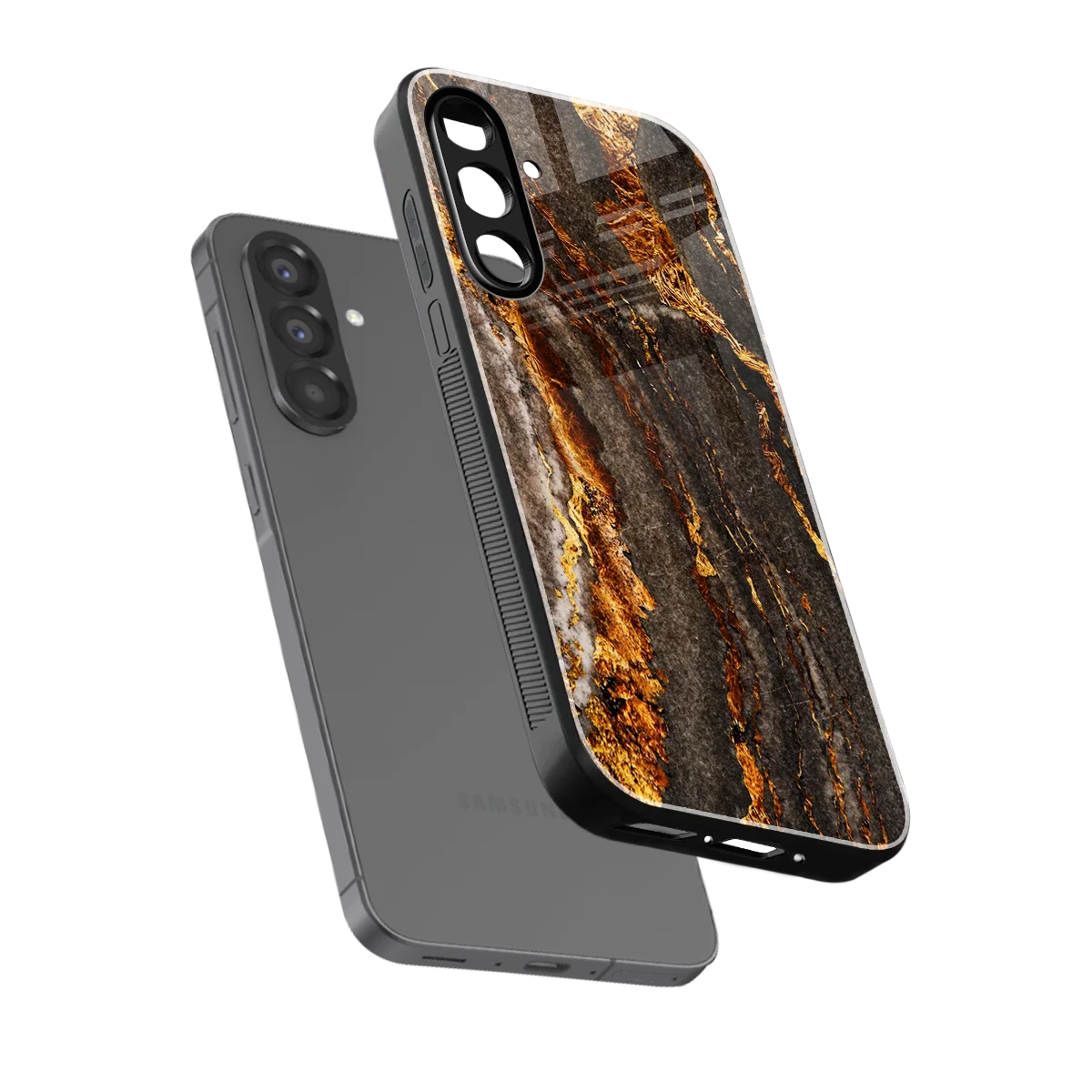 Golden Blaze sleek samsung galaxy a17 5g cover with tempered glass back and TPU edges
