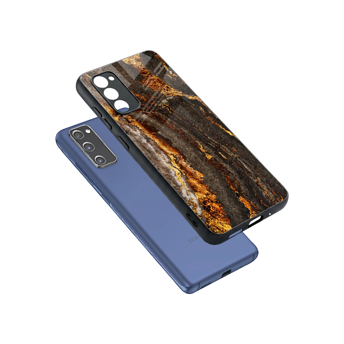 Golden Blaze sleek samsung galaxy s20 fe cover with tempered glass back and TPU edges