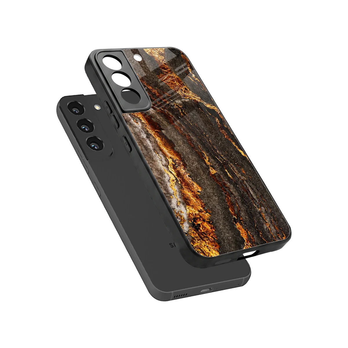 Golden Blaze sleek samsung galaxy s22 cover with tempered glass back and TPU edges