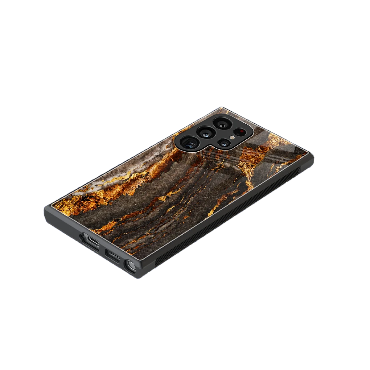 Golden Blaze stylish phone case for samsung galaxy s24 ultra | glossy glass and slim fit
