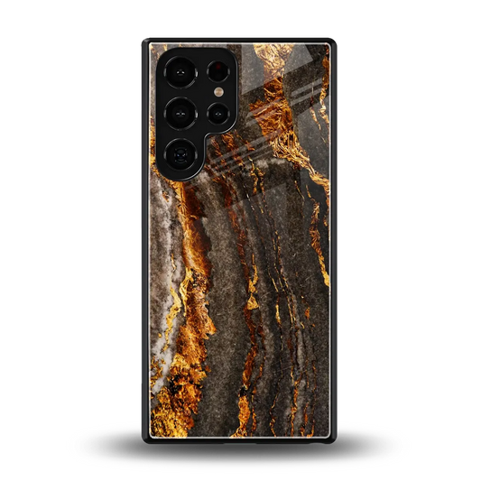Golden Blaze back phone cover | glass case for samsung galaxy s25 ultra