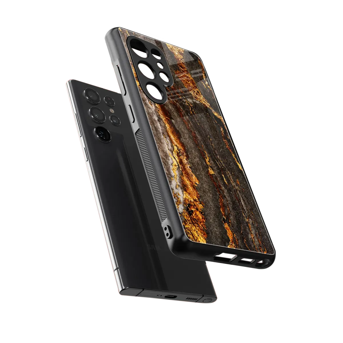 Golden Blaze sleek samsung galaxy s25 ultra cover with tempered glass back and TPU edges