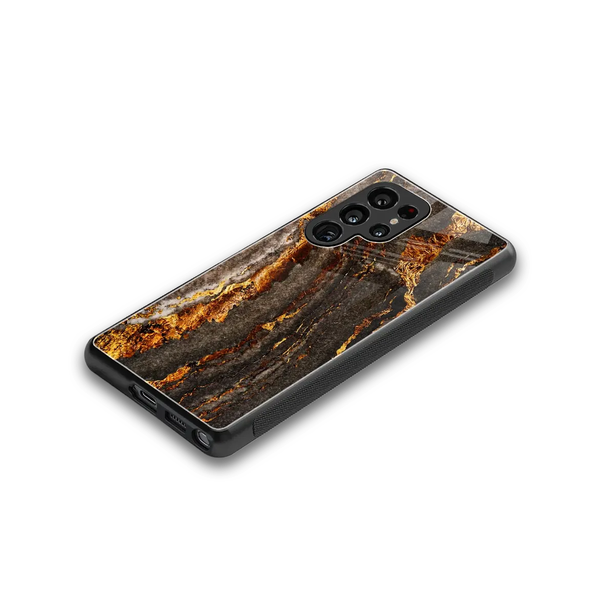 Golden Blaze stylish phone case for samsung galaxy s25 ultra | glossy glass and slim fit