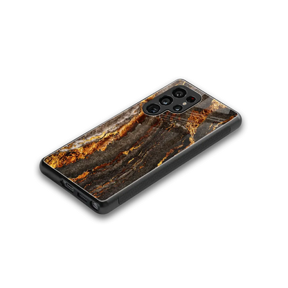 Golden Blaze stylish phone case for samsung galaxy s25 ultra | glossy glass and slim fit