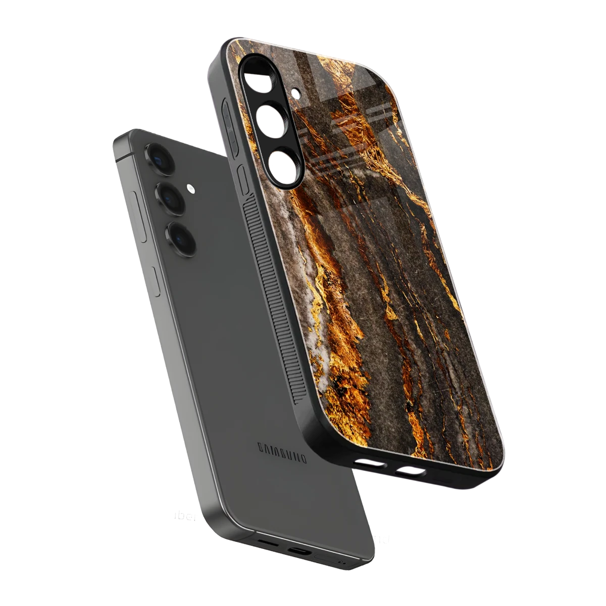 Golden Blaze sleek samsung galaxy s23 fe cover with tempered glass back and TPU edges