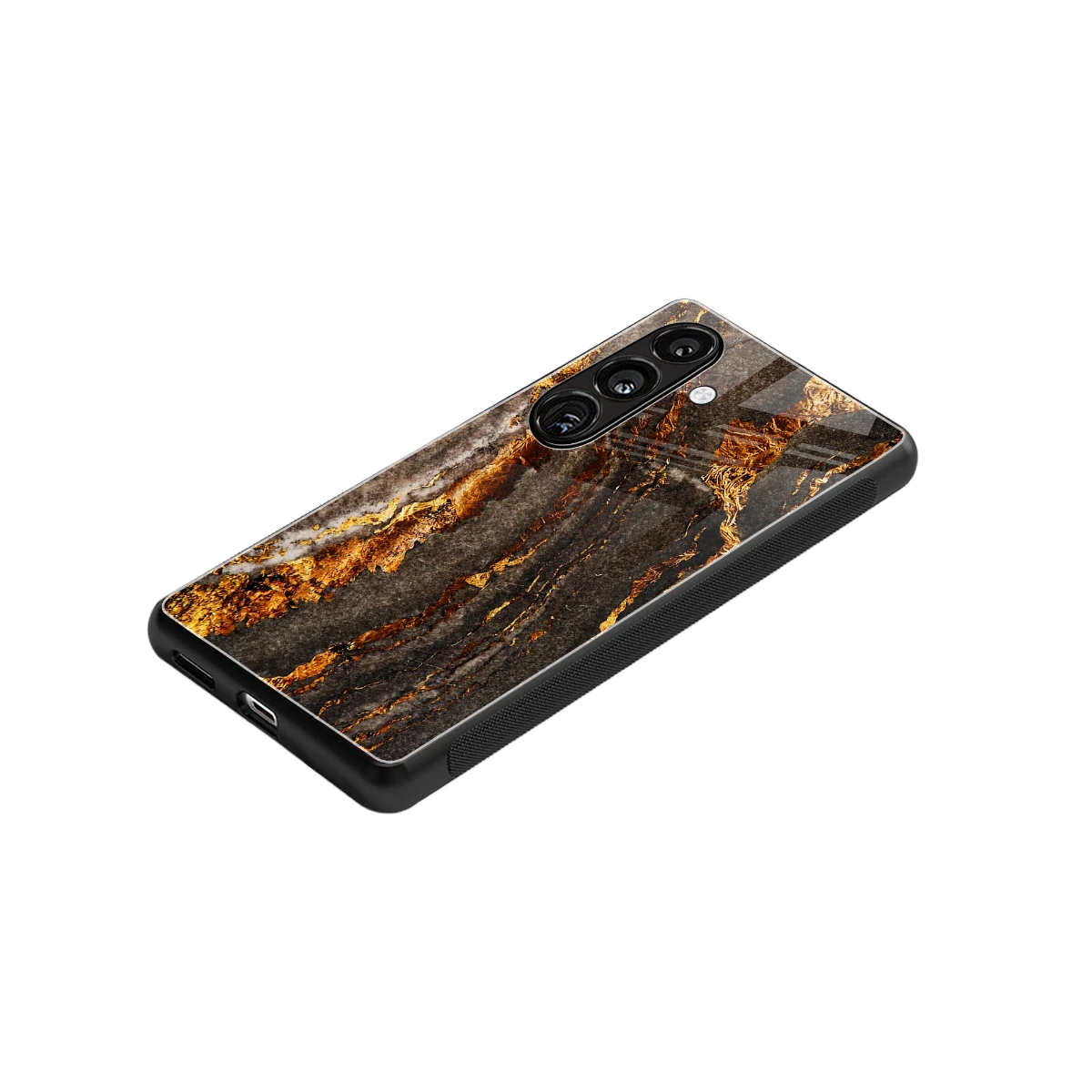 Golden Blaze stylish phone case for samsung galaxy s25 | glossy glass and slim fit