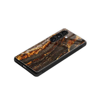 Golden Blaze stylish phone case for samsung galaxy s24 | glossy glass and slim fit
