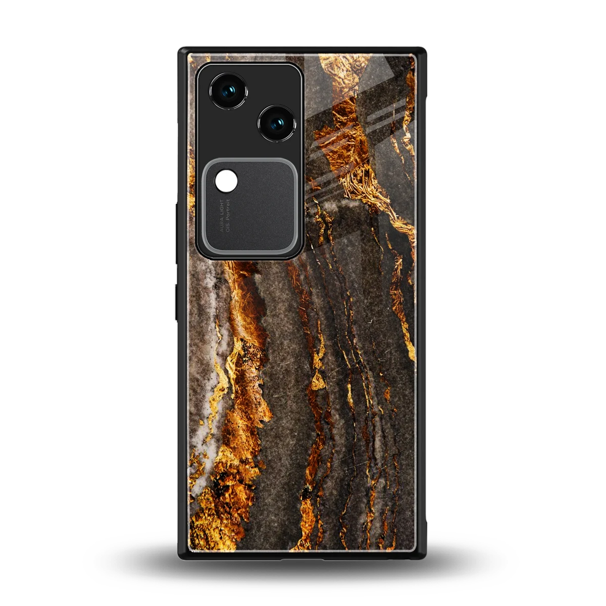 Golden Blaze back phone cover | glass case for vivo v30