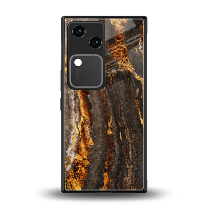 Golden Blaze back phone cover | glass case for vivo v30