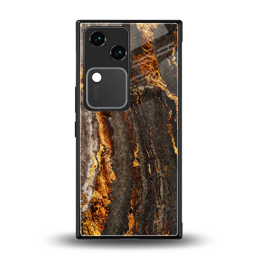 Golden Blaze back phone cover | glass case for vivo v30