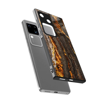 Golden Blaze sleek vivo v30 cover with tempered glass back and TPU edges