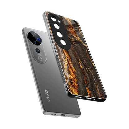 Golden Blaze sleek vivo v40 pro cover with tempered glass back and TPU edges