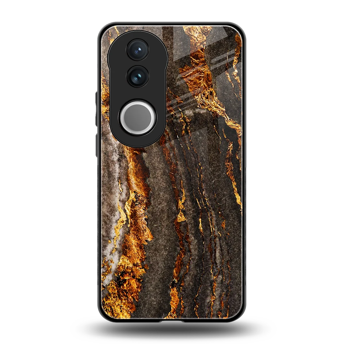 Golden Blaze back phone cover | glass case for vivo v50
