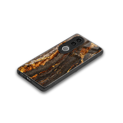 Golden Blaze stylish phone case for vivo v50 | glossy glass and slim fit