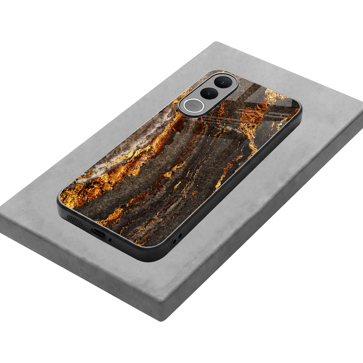 Golden Blaze stylish phone case for vivo v70 fe | glossy glass and slim fit