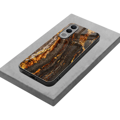 Golden Blaze stylish phone case for vivo v70 fe | glossy glass and slim fit