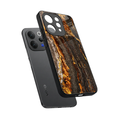 Golden Blaze sleek vivo v70 cover with tempered glass back and TPU edges