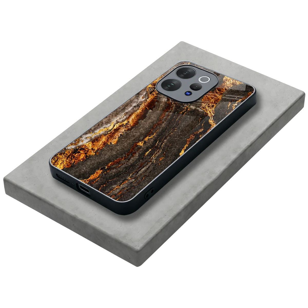 Golden Blaze stylish phone case for vivo v70 | glossy glass and slim fit