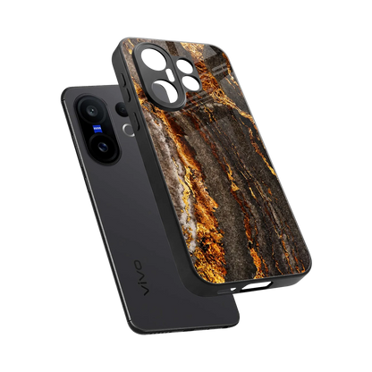 Golden Blaze sleek vivo x200 fe cover with tempered glass back and TPU edges